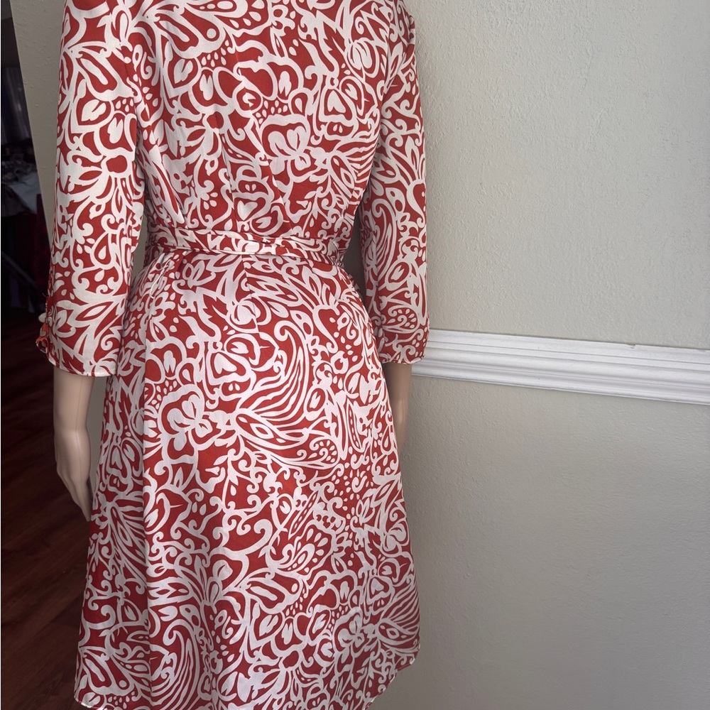 Antonio Melani Elegant Red and White Wrap Dress size 6 used - Picture 7 of 9